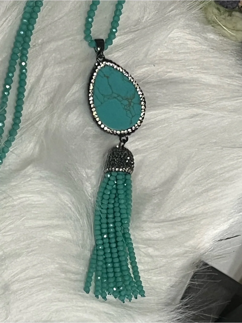 Joan Rivers Long Turquoise Necklace